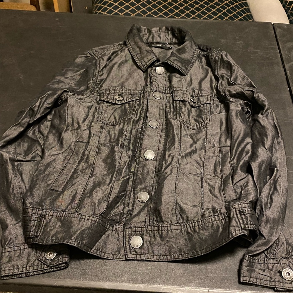 Faux Denim Lightweight Jacket Women Medium Tahari